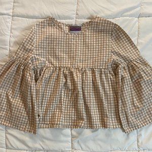Urban Outfitters Renewal Gingham Bell Sleeve Top